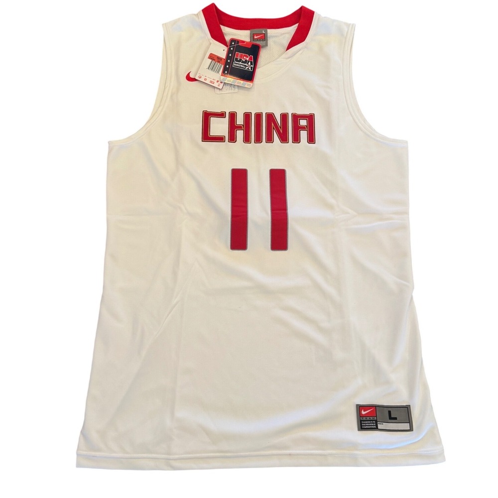 Nike Team China Basketball Jersey 11 J.L.YI White Red Mens Large NWT 279430-100